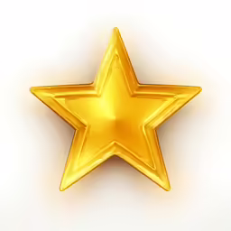 a golden star is against a white background