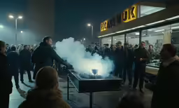 a man on the street smoking something from a cigarette