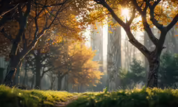 the trees have their leaves change color in the autumn