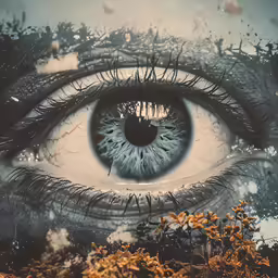 an eye in the sky with trees around it
