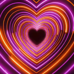 a heart shaped neon light shining brightly