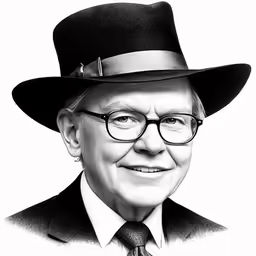 a pencil drawing of a man wearing glasses and a top hat