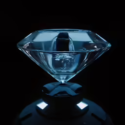 the square object is glowing with blue light