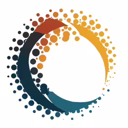 a colorful logo made with dots and circles