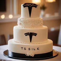 the cake has a tesla design on it