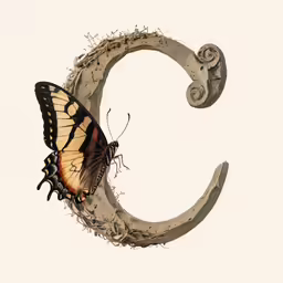a butterfly is perched on the edge of a crescent