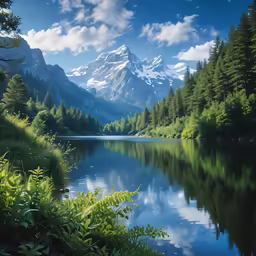 there is a lake surrounded by the mountains