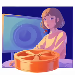 a woman holding onto an object with the control panel in the background