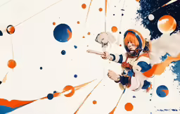 a girl in an outer space suit holding a nintendo wii controller