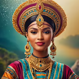 a picture of a woman wearing a costume with a headpiece
