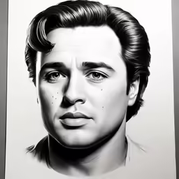 a man wearing a collared shirt is shown in a pencil drawing