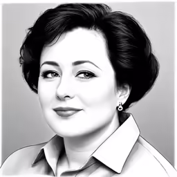 a woman posing for a picture with a white background