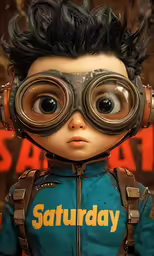 a doll dressed up like a man with black hair and big eyes