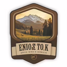 a sign with an image of mountains in the middle of it