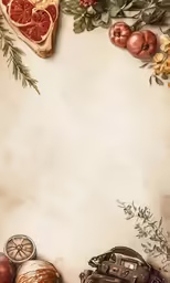 a background with various fruit and vegetable items