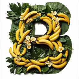 bananas that are laying on some leafy plants