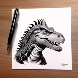 a black and white drawing of a t - boned dinosaur,a black and white image of a t - shirt design