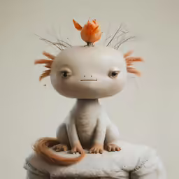 a surrealistic painting of a dog wearing feathers on its head
