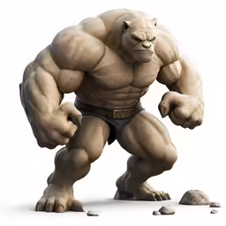 a very big furry monster is on the ground