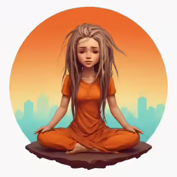 girl with long blonde hair meditating in yoga position