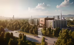 a scenic image of a tall building in the distance