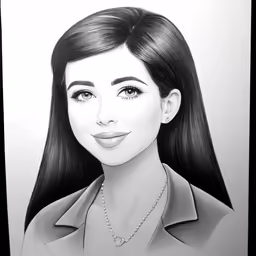 a pencil drawing of a woman in suit