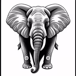 an elephant with tusks on a white background,an elephant with the words elephants in his trunk