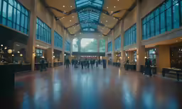 a large open room has many windows on each of them