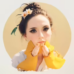 the woman has a flower in her hair