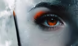 an orange eye with very long lashes