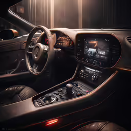 a close up of a steering wheel and a dashboard