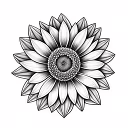 a sunflower drawing with black and white ink,the center of a large sunflower drawing by a pencil