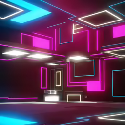 a futuristic art work of neon lines