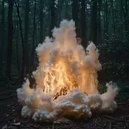 a fire with lots of smoke coming out of it