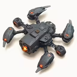 a toy model of an alien jet with red lights