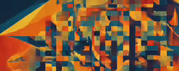 abstract image of geometric shapes made up of squares,abstract painting with bright colored squares and shapes