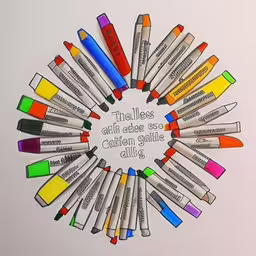 there is an art project with markers in the center,a circle made from markers that have words painted on them,a circle of markers written on a sheet of paper,a circle of markers with the words, these are the best things for art,a circle made out of different colored markers