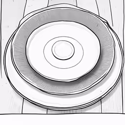 a bowl and plate sitting on a wooden table