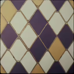 the tile in front of the clock is covered with many different shades of colored blocks