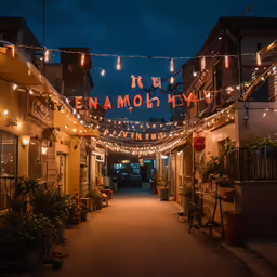 the light is on outside of the alley