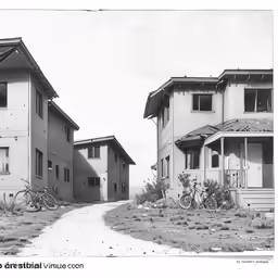 a street with a couple of houses on it
