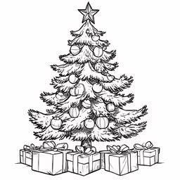 christmas tree with presents on it