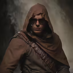 man in a hooded avatar with a hood and sunglasses