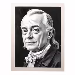 an old man with a long, blonde wig and bow tie