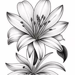 a pencil drawing of a flower with the center and side petals still attached to it,black and white flower drawings are a great way to add a touch of color to a tattoo,a drawing of a flower by person,lily flower tattoo on the left side of the back shoulder and foot,a drawing of a flower on paper