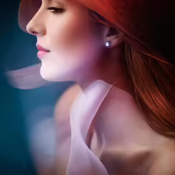 a woman is blowing long hair over her shoulder