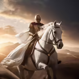 a man riding a horse on top of a hill