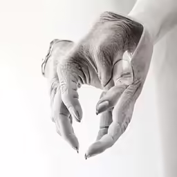 a woman is holding her fingers in the air