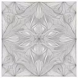 the design for a wall hanging or coloring,a drawing of a square shape in grey,an abstract coloring book with a line art design of a flower and leaves,a simple line art drawing of a leaf design,the square shape is made up of lines and leaves