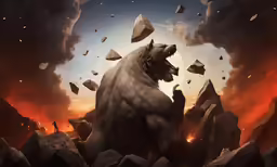 a large white bear standing on top of a rocky hillside